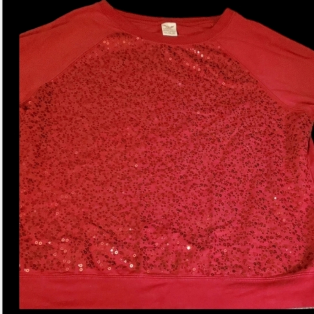 Red xl embellished sequins holiday festive Sweatshirt